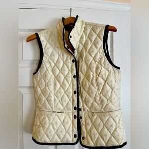 Cream Quilted Vest with Black Trim